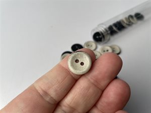 Knap i genbrugs hamp - sort og grå, 15 mm